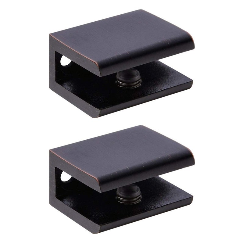 Orhemus 2pcs Adjustable 304 Stainless Steel Glass Clamp Clip Shelf Brackets Holder Support 0.23"-0.35", Oil Rubbed Bronze Finished Heavy Duty - Image 1